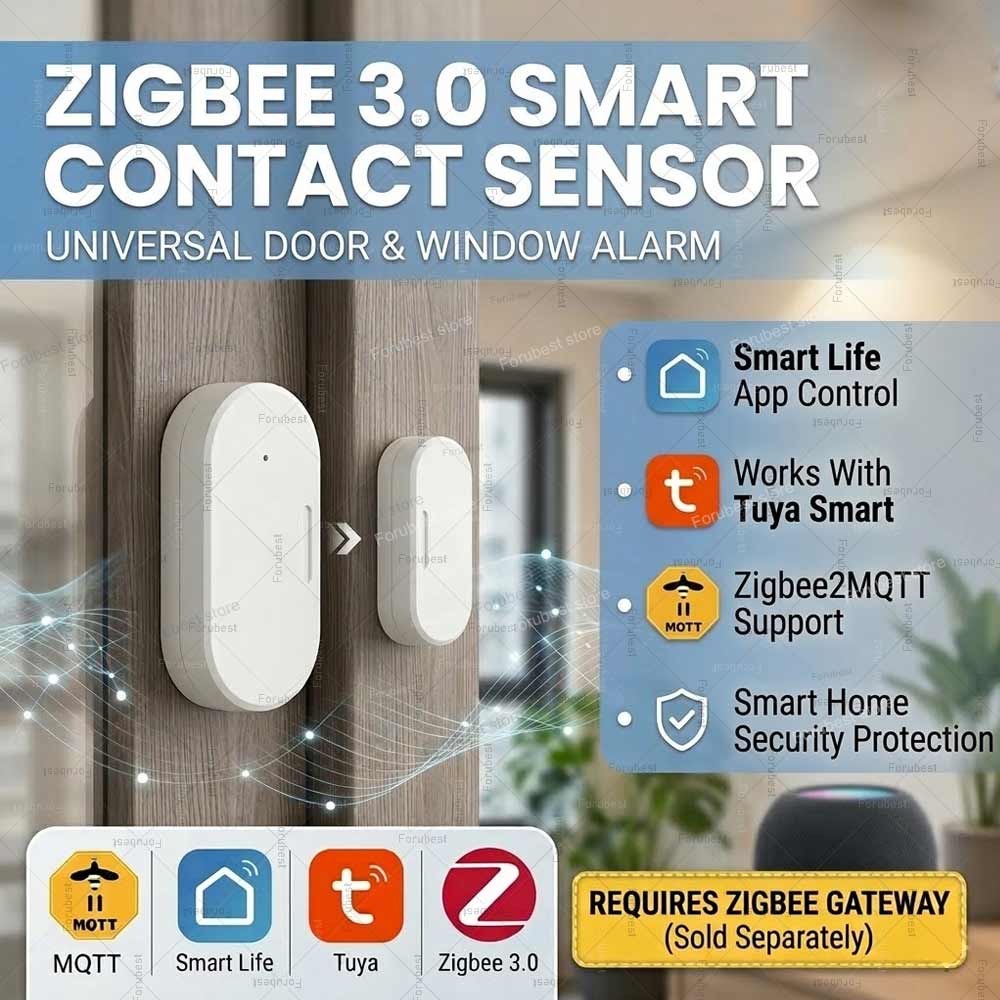 Smart Home Mqtt - Датчик открытия/закрытия двери/окна Tuya Zigbee, магнитный
