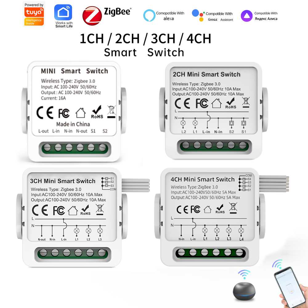 Smart Home Project - Умный выключатель Tuya Zigbee 3.0, 1/2/3/4-клавишный