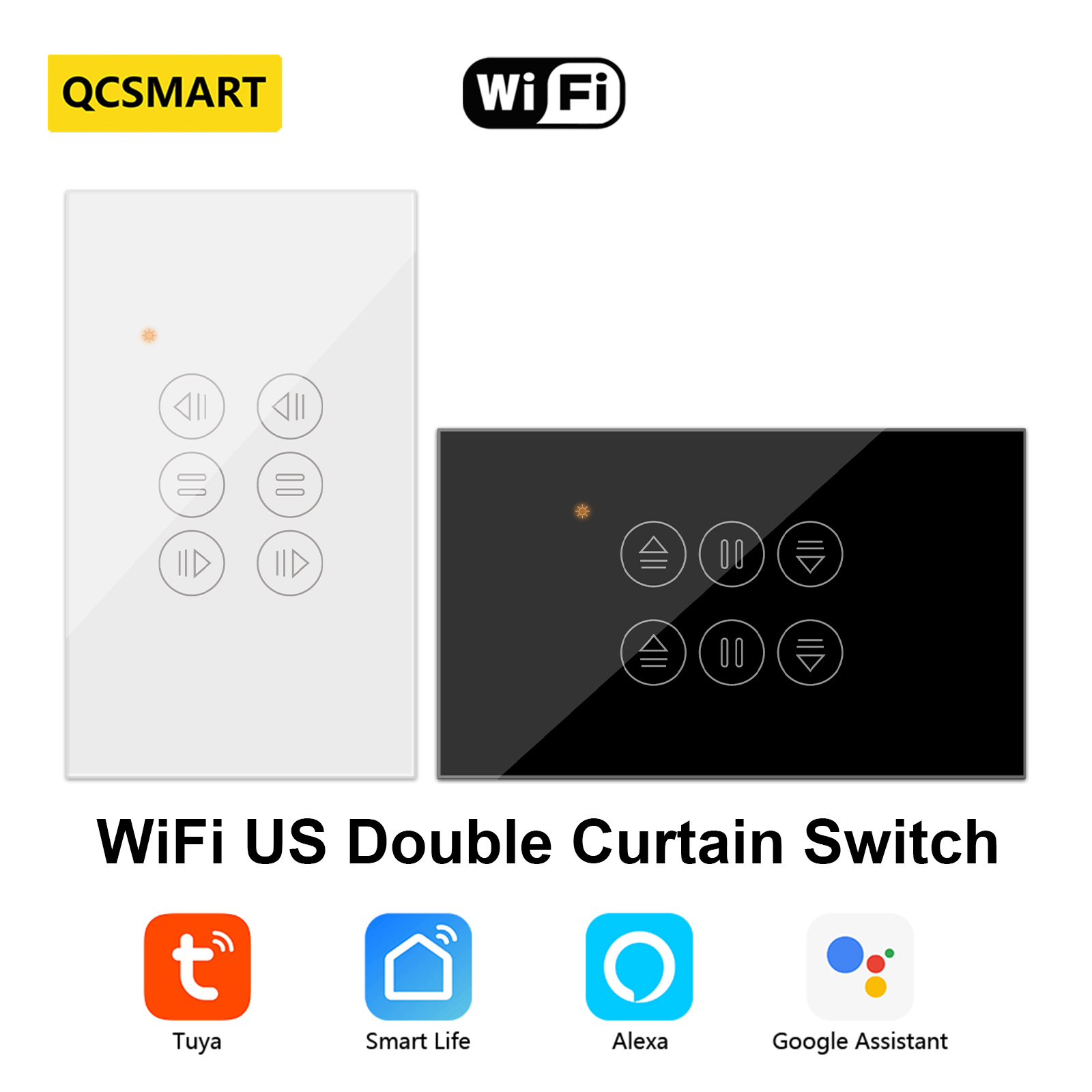 Smart Home Blinds - QCSMART Wi-Fi двойной занавес, переключатель США